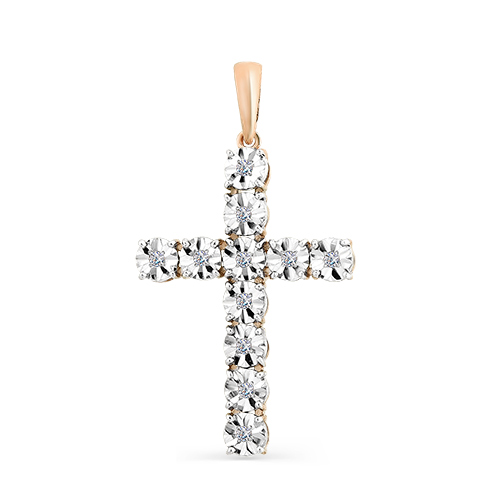 Крест, золото, бриллиант, белый, 8-352